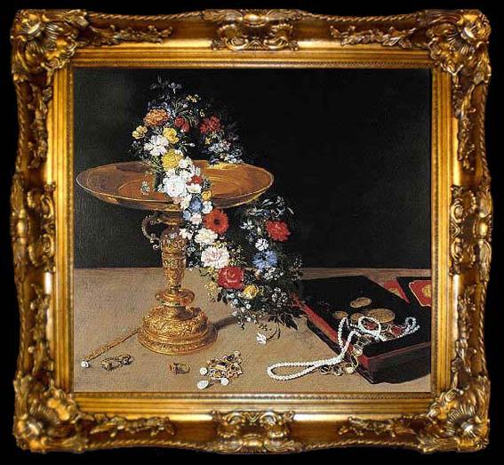 framed  Jan Brueghel Stillleben mit Blumengirlande, ta009-2